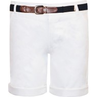 Βερμούδα καμβάς με ρεβέρ λευκό