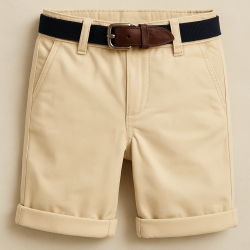 Βερμούδα καμβάς με ρεβέρ μπεζ Βερμούδα καμβάς με ρεβέρ μπεζ
