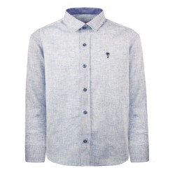 Λινό πουκάμισο μπλε μαρέν  Λινό πουκάμισο μπλε μαρέν