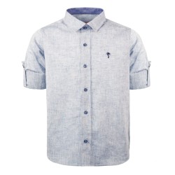 Λινό πουκάμισο μπλε μαρέν Λινό πουκάμισο μπλε μαρέν