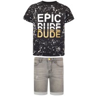 Σετ μπλούζα με εμπριμέ μοτίβο και βερμούδα jean