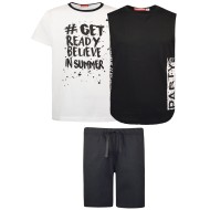 Σετ 3 τμχ βαμβακερό, βερμούδα και 2 μπλούζες, κοντό μανίκι και αμάνικη