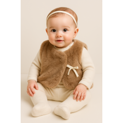 Βρεφικό σετ 3 Τεμαχίων με γούνινο γιλέκο Βρεφικό σετ 3 Τεμαχίων με γούνινο γιλέκο