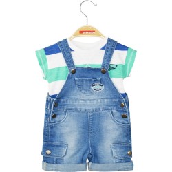 Σετ μπλούζα βαμβακερή και σαλοπέτα jean Σετ μπλούζα βαμβακερή και σαλοπέτα jean