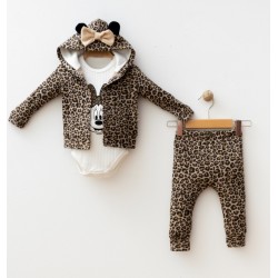 Βρεφικό Σετ Minnie Mouse 3 Τεμαχίων Animal Print Brown Βρεφικό Σετ Minnie Mouse 3 Τεμαχίων Animal Print Brown