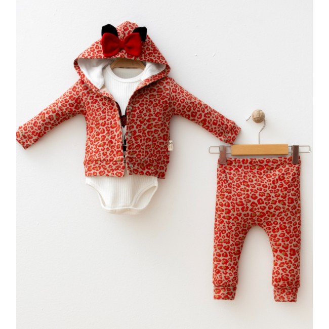 Βρεφικό Σετ Minnie Mouse 3 Τεμαχίων Animal Print Red