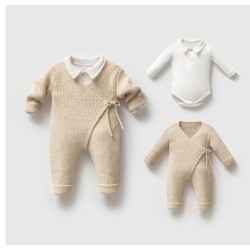 Βρεφικό Σετ 2 Τεμαχίων - Φορμάκι Κρουαζέ Μπεζ  Βρεφικό Σετ 2 Τεμαχίων - Φορμάκι Κρουαζέ Μπεζ