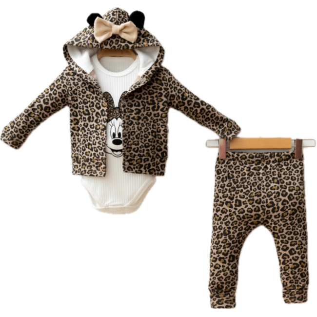 Βρεφικό Σετ Minnie Mouse 3 Τεμαχίων Animal Print Brown