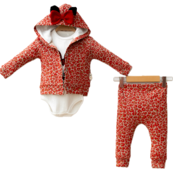 Βρεφικό Σετ Minnie Mouse 3 Τεμαχίων Animal Print Red Βρεφικό Σετ Minnie Mouse 3 Τεμαχίων Animal Print Red