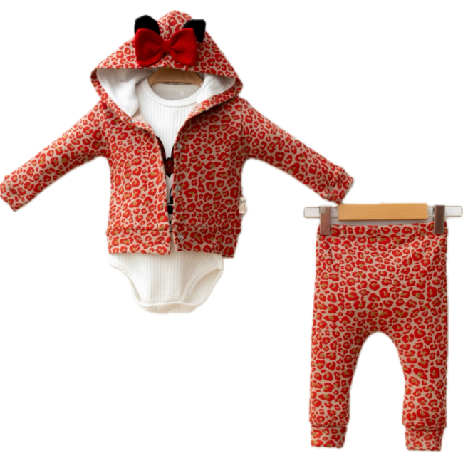 Βρεφικό Σετ Minnie Mouse 3 Τεμαχίων Animal Print Red
