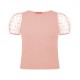 Μπλούζα με τούλι στα μανίκια και διακοσμητικές βελουτέ πουά λεπτομέρειες ροζ