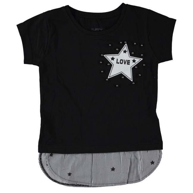T-shirt love star μαύρο