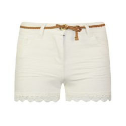 Σορτς βαμβακερό ελαστικό με δαντέλα κιπούρ στο κάτω μέρος και ζώνη