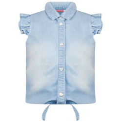 Πουκάμισο jean με βολάν στα μανίκια και δέσιμο μπροστά